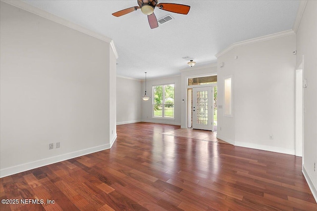 1476 Mallard Landing Blvd, Saint Johns, FL 32259 - spare room with ornamental molding, ceiling fan, baseboards, and wood finished floors