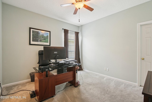 1867 Paradise Moorings Blvd, Middleburg, FL 32068 - carpeted office space with ceiling fan, baseboards, and a textured ceiling