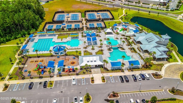 103 Tarbert Ln, Saint Augustine, FL 32092 - aerial view of a pool area and a nearby body of water