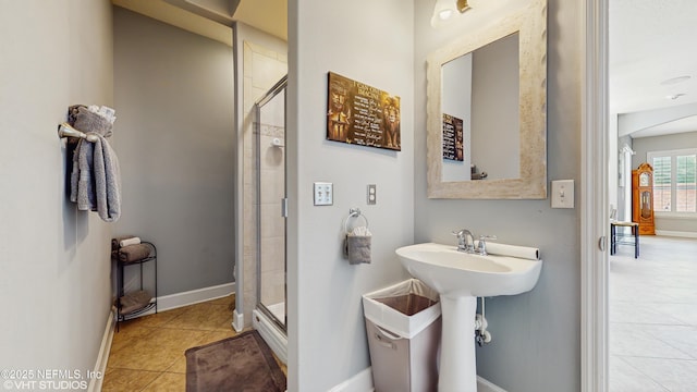 200 Huntston Way, Saint Johns, FL 32259 - bathroom with tile patterned flooring, a shower stall, and baseboards