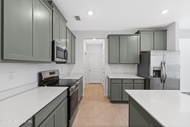 727 Lake Sinclair St, Saint Augustine, FL 32084 - kitchen featuring appliances with stainless steel finishes, light countertops, light wood finished floors, and recessed lighting