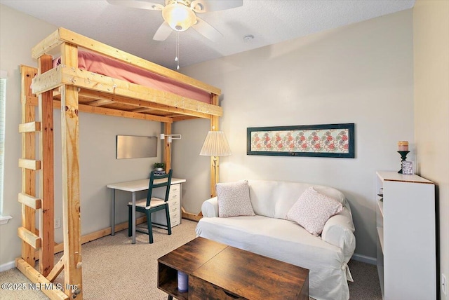 2005 Rivers Own Rd, Saint Augustine, FL 32092 - living area with carpet flooring, a ceiling fan, and baseboards