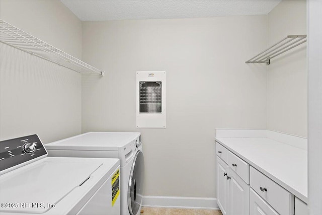 2005 Rivers Own Rd, Saint Augustine, FL 32092 - clothes washing area with washer and dryer, baseboards, and cabinet space