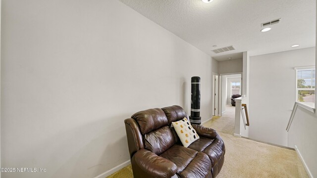 514 Heron Landing Rd, Saint Johns, FL 32259 - living area featuring light carpet, baseboards, and a textured ceiling