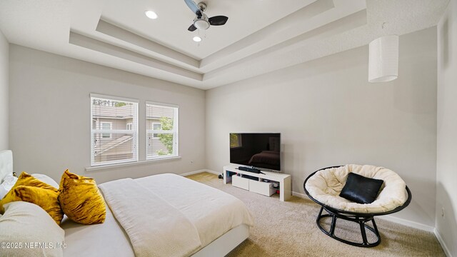 514 Heron Landing Rd, Saint Johns, FL 32259 - carpeted bedroom featuring a raised ceiling, baseboards, and recessed lighting