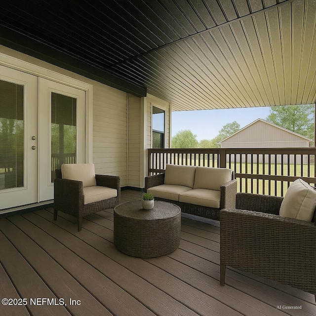 10244 Pine Breeze Rd W, Jacksonville, FL 32257 - wooden terrace with outdoor lounge area