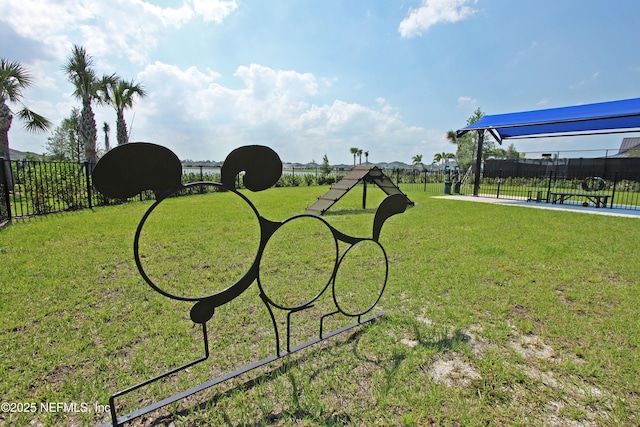 view of yard with a dog friendly area