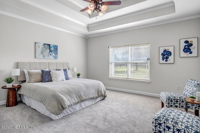 27359 Geiger Rd, Hilliard, FL 32046 - bedroom with carpet floors, crown molding, a raised ceiling, and baseboards
