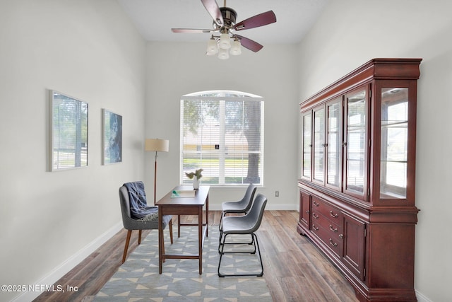 767 Mosswood Chase St, Orange Park, FL 32065 - dining space featuring ceiling fan, wood finished floors, and baseboards