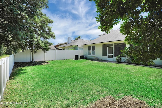 767 Mosswood Chase St, Orange Park, FL 32065 - view of yard with a sunroom and central AC unit