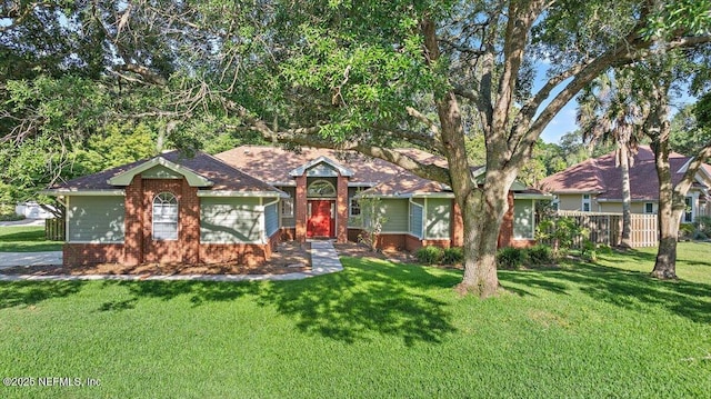ranch-style house with brick siding