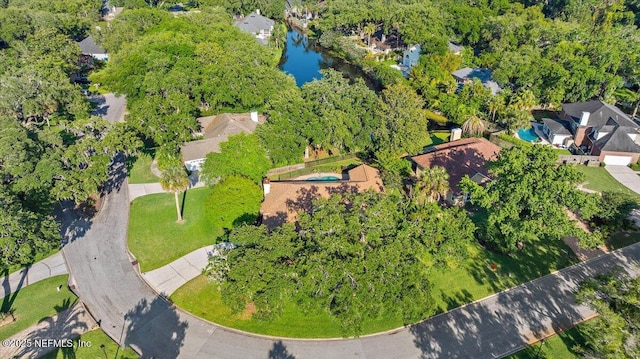 aerial view of a nearby body of water