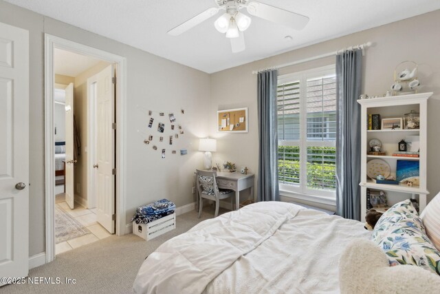 724 Piney Pl, Saint Johns, FL 32259 - bedroom featuring light carpet, baseboards, and a ceiling fan