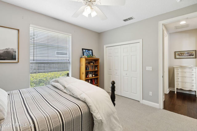 724 Piney Pl, Saint Johns, FL 32259 - carpeted bedroom with multiple windows, a closet, baseboards, and ceiling fan