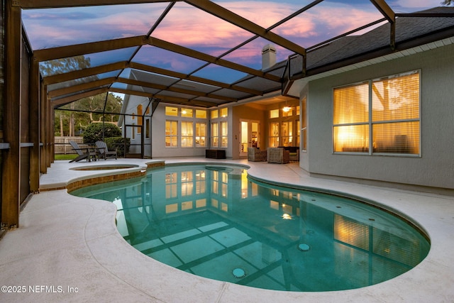 724 Piney Pl, Saint Johns, FL 32259 - view of swimming pool with a patio area, a pool with connected hot tub, and a lanai
