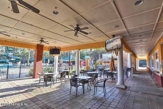 724 Piney Pl, Saint Johns, FL 32259 - view of patio / terrace with ceiling fan, fence, and outdoor dining space