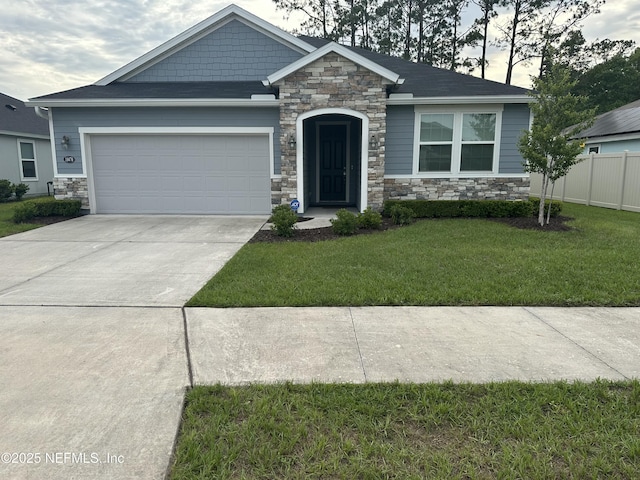 10470 Collins Field Cir, Jacksonville, FL 32222 - craftsman inspired home with stone siding, concrete driveway, and an attached garage
