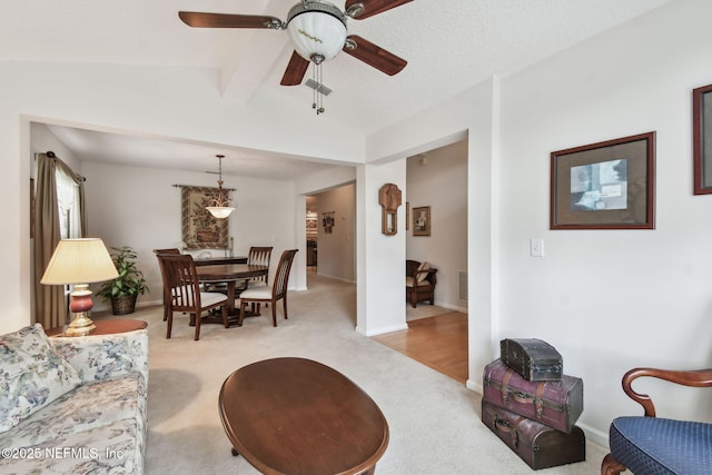 324 Hammock Grove Ct, Saint Johns, FL 32259 - living area featuring light carpet, a ceiling fan, and baseboards
