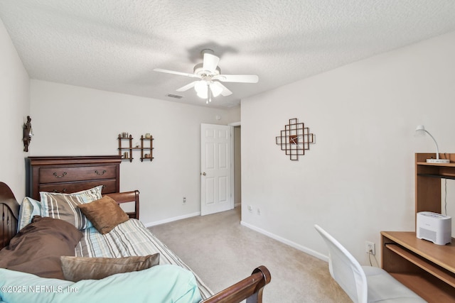 324 Hammock Grove Ct, Saint Johns, FL 32259 - bedroom with carpet, baseboards, a textured ceiling, and ceiling fan