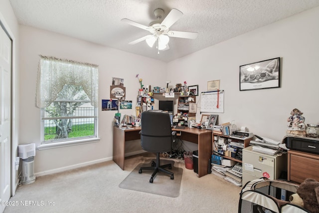 324 Hammock Grove Ct, Saint Johns, FL 32259 - carpeted office space with a ceiling fan, a textured ceiling, and baseboards