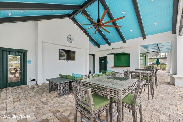 383 Saint Vincent Dr, Saint Augustine, FL 32092 - view of patio / terrace with ceiling fan, outdoor dining space, and an outdoor living space