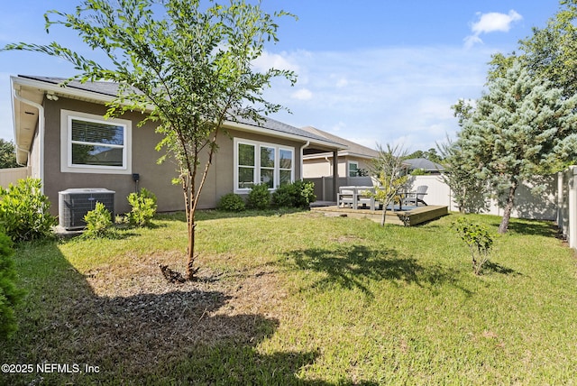 14048 Prater Ct, Jacksonville, FL 32224 - back of house featuring central AC unit and stucco siding