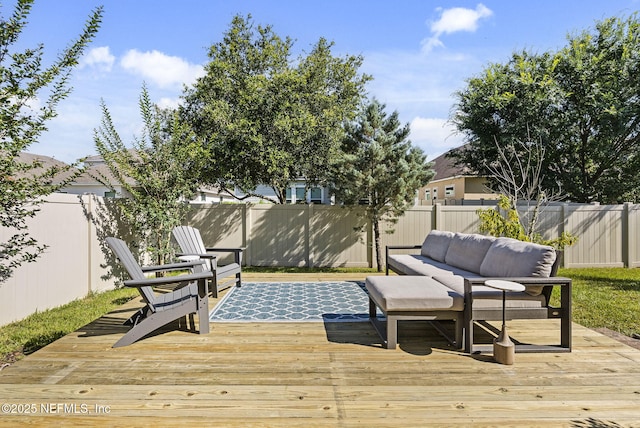 14048 Prater Ct, Jacksonville, FL 32224 - wooden terrace with a fenced backyard and an outdoor hangout area