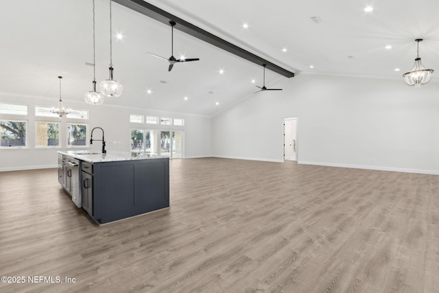 97002 Jose Gaspar Way, Yulee, FL 32097 - kitchen with a chandelier, open floor plan, a sink, dishwasher, and recessed lighting