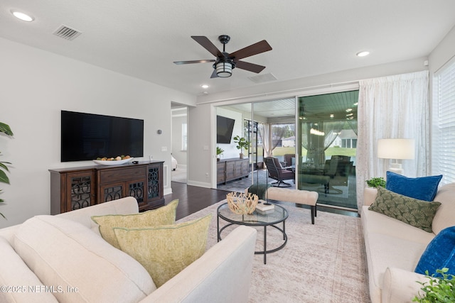 275 Kellet Way, Saint Johns, FL 32259 - living room featuring wood finished floors, ceiling fan, and recessed lighting