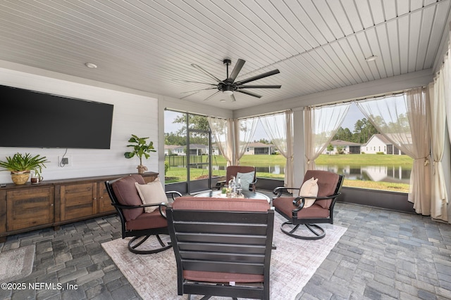 275 Kellet Way, Saint Johns, FL 32259 - sunroom / solarium featuring a ceiling fan, a water view, and outdoor lounge area