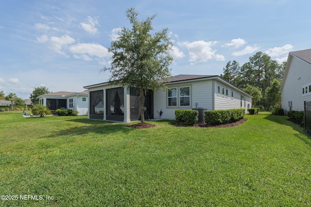 275 Kellet Way, Saint Johns, FL 32259 - rear view of property featuring a sunroom, a yard, and central AC unit