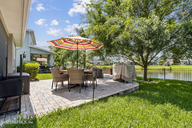 219 Heron Landing Rd, Saint Johns, FL 32259 - view of patio with a water view and ceiling fan