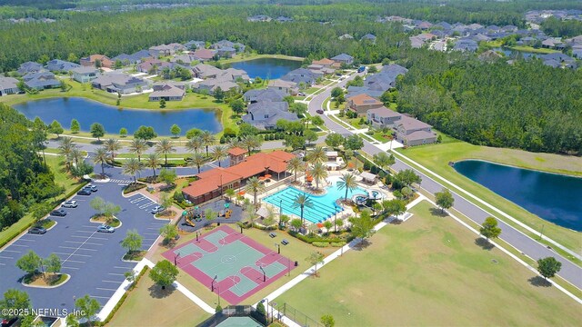 219 Heron Landing Rd, Saint Johns, FL 32259 - aerial view of residential area with a forest, a pool, and a large body of water