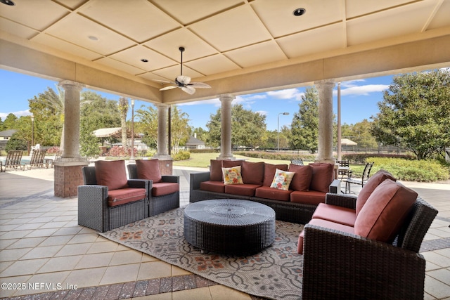 219 Heron Landing Rd, Saint Johns, FL 32259 - view of patio / terrace with an outdoor living space and a ceiling fan