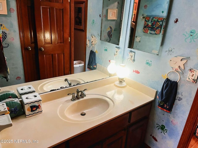 1734 Alps Ct, Fleming Island, FL 32003 - bathroom with vanity and wallpapered walls