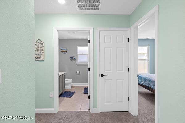 2768 Windsor Lakes Way, Green Cove Springs, FL 32043 - corridor featuring carpet floors, healthy amount of natural light, baseboards, and tile patterned floors