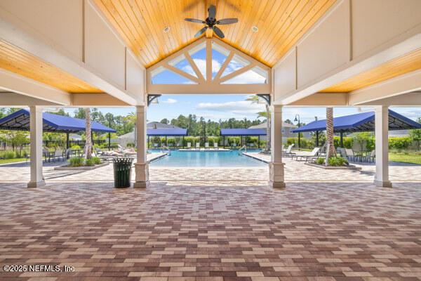 2768 Windsor Lakes Way, Green Cove Springs, FL 32043 - community pool featuring a gazebo, a ceiling fan, and a patio area