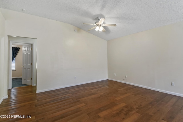 726 Calico Jack Way, Green Cove Springs, FL 32043 - empty room with ceiling fan, lofted ceiling, wood finished floors, a textured ceiling, and baseboards