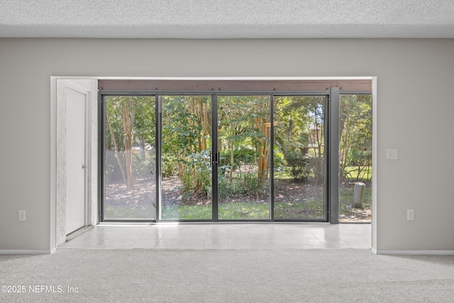 347 Greencastle Rd Unit 46, Jacksonville, FL 32225 - empty room featuring carpet flooring, tile patterned flooring, a textured ceiling, and baseboards