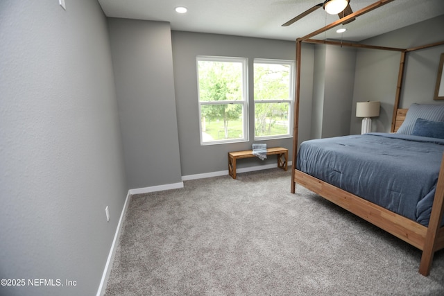 1205 Neva St, Jacksonville, FL 32205 - carpeted bedroom with baseboards, a ceiling fan, and recessed lighting