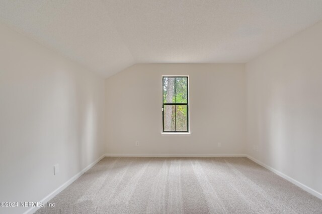 1701 Wood Hill Pl Unit 1701, Jacksonville, FL 32256 - additional living space with carpet flooring, baseboards, vaulted ceiling, and a textured ceiling