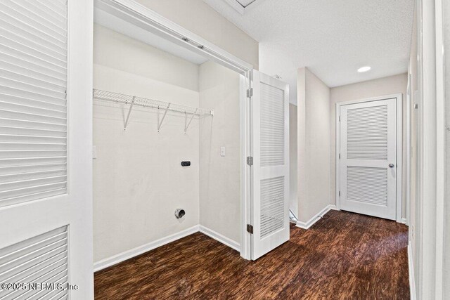 3143 Post St, Jacksonville, FL 32205 - laundry room featuring hookup for an electric dryer, dark wood-style floors, and baseboards