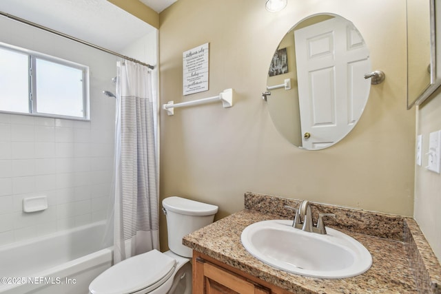 3684 Arava Dr, Green Cove Springs, FL 32043 - bathroom featuring toilet, vanity, and shower / bath combo with shower curtain