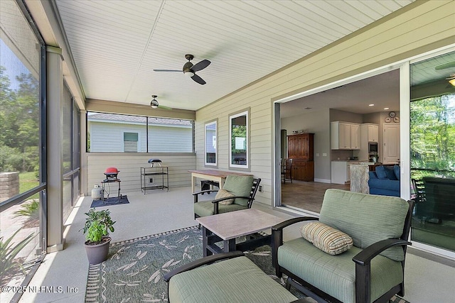 529 Crosswater Lake Dr, Ponte Vedra, FL 32081 - sunroom featuring a ceiling fan