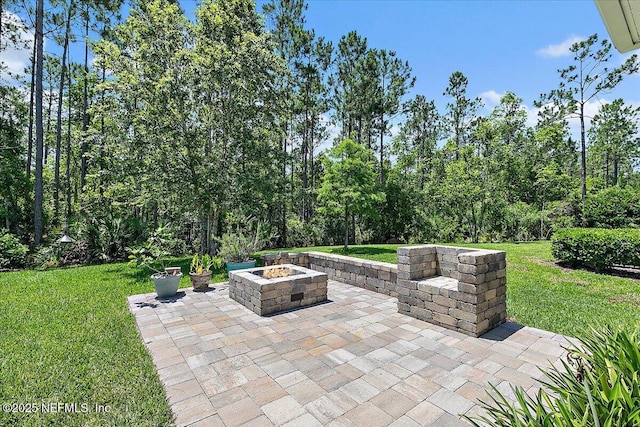 529 Crosswater Lake Dr, Ponte Vedra, FL 32081 - view of patio with a fire pit