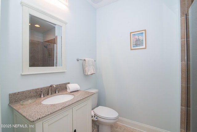 4300 S Beach Pkwy Unit 4306, Jacksonville Beach, FL 32250 - bathroom featuring vanity, tiled shower, and toilet