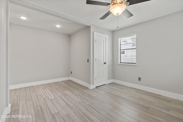 338 Magnolia St, Atlantic Beach, FL 32233 - spare room with light wood finished floors, baseboards, ceiling fan, and recessed lighting