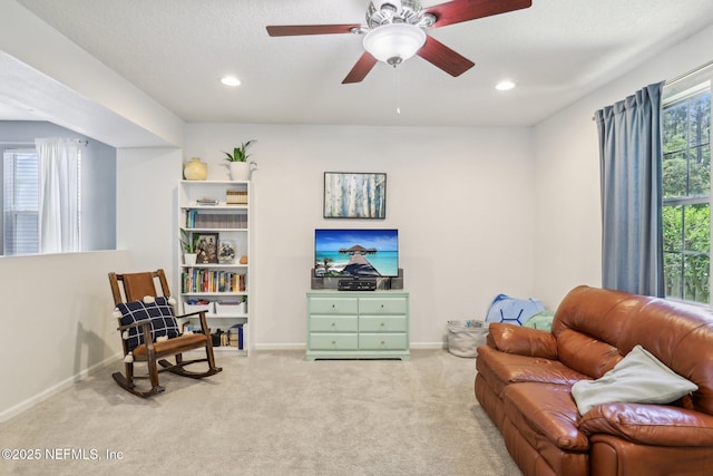 864 Collinswood Dr W, Jacksonville, FL 32225 - sitting room with carpet, recessed lighting, baseboards, and a ceiling fan