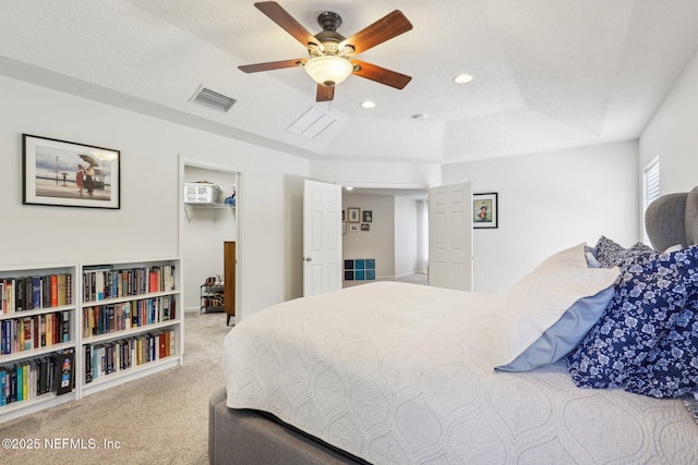 864 Collinswood Dr W, Jacksonville, FL 32225 - carpeted bedroom featuring a walk in closet, ceiling fan, recessed lighting, and a closet