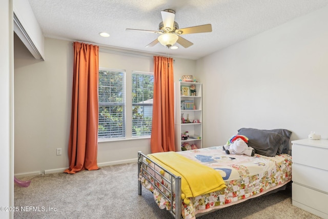 864 Collinswood Dr W, Jacksonville, FL 32225 - carpeted bedroom featuring a ceiling fan, a textured ceiling, baseboards, and recessed lighting